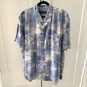 Tommy Bahama Blue Palm Print Short-Sleeve Camp Shirt